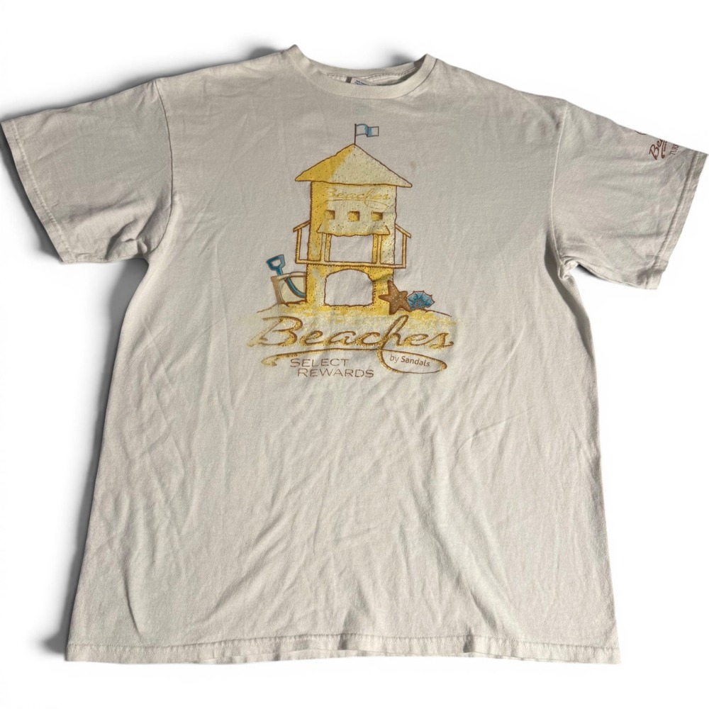 Beaches Turks & Caicos Sandals Resort Graphic T-Shirt White Delta Pro Weight L
